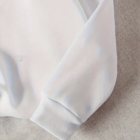 Callie Lives Red Heart on My Chest White Crew Neck Loose Fit Pullover Sweatshirt - Picture 4 of 5